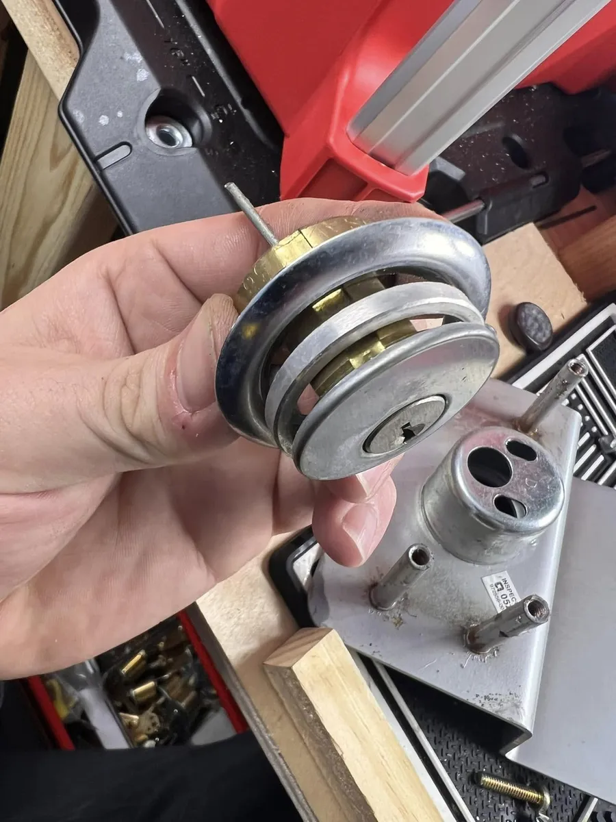 Lock cylinder taken apart for repair