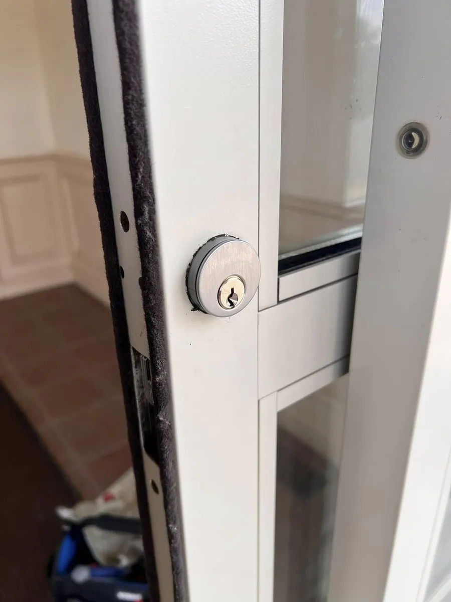 Deadbolt on a white door