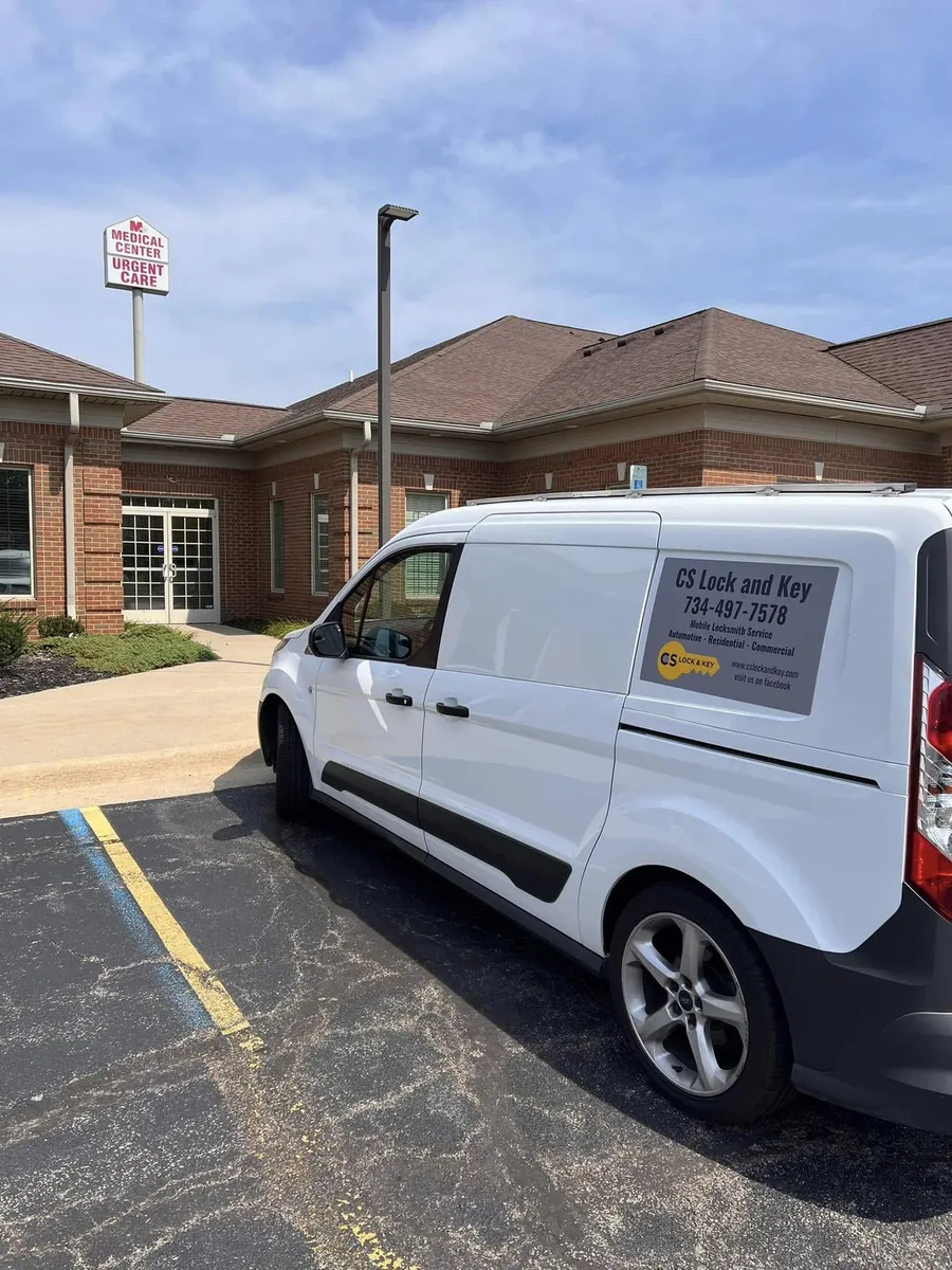 CS Lock and Key van at an urgent care center