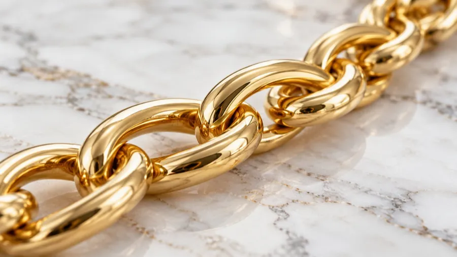 Cadena de oro sobre mármol