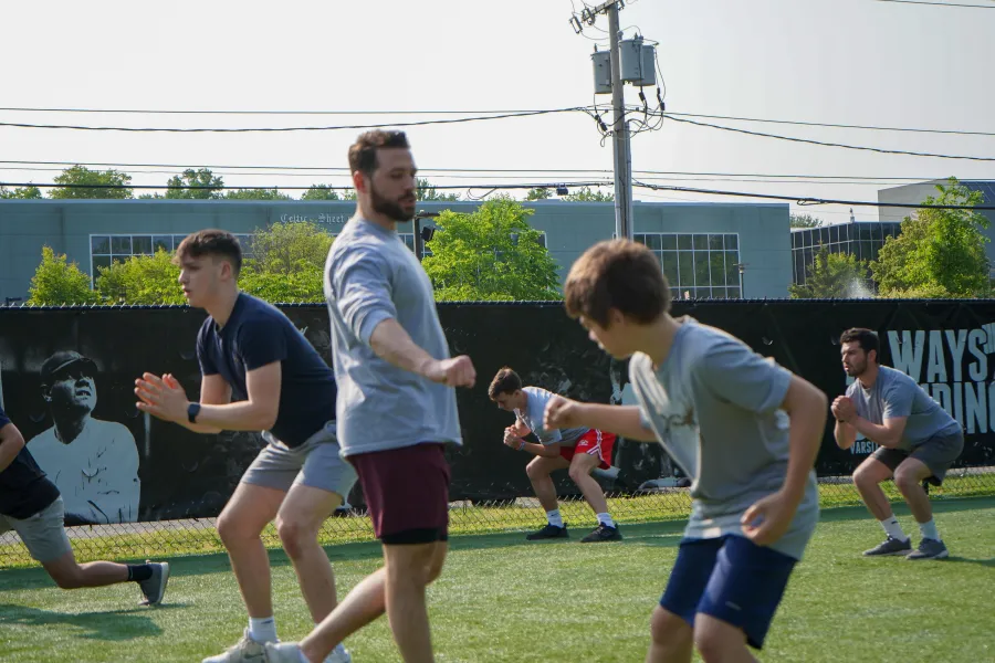 Junior athletes training