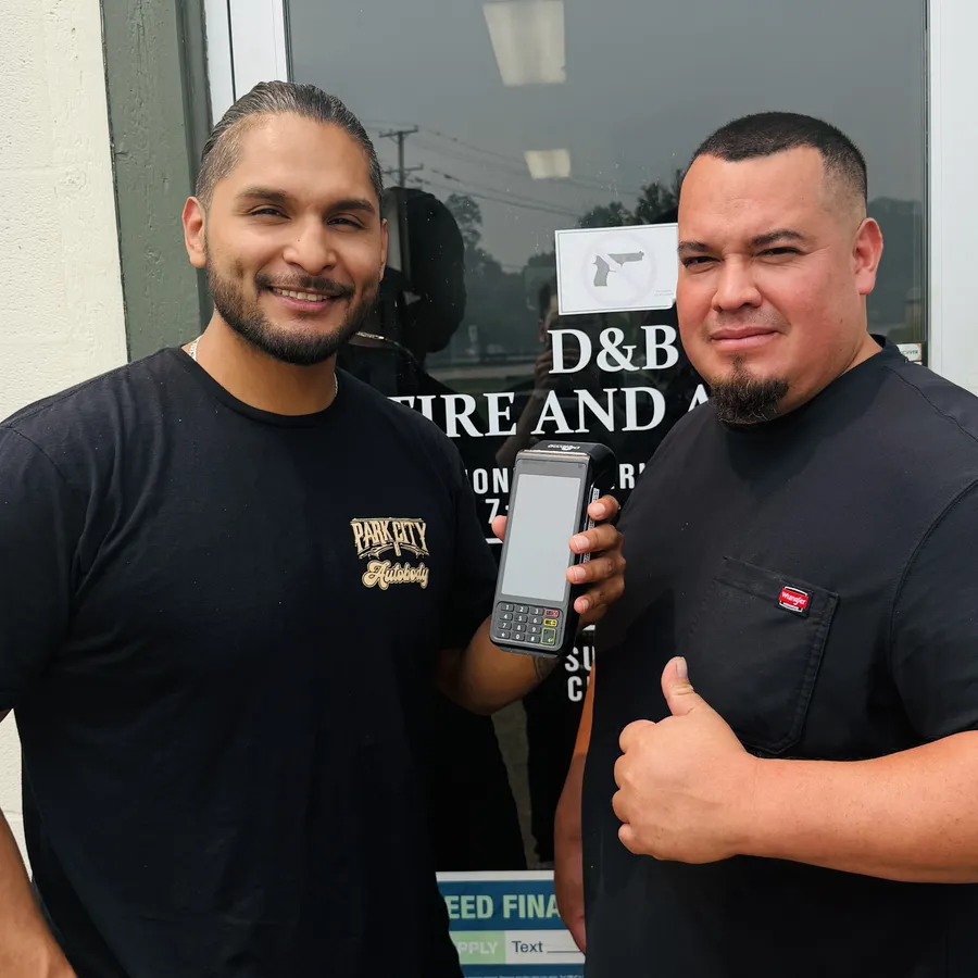 Agustin from Swipe4You with Neto, owner of D&B Tire & Auto in Lake County, IL