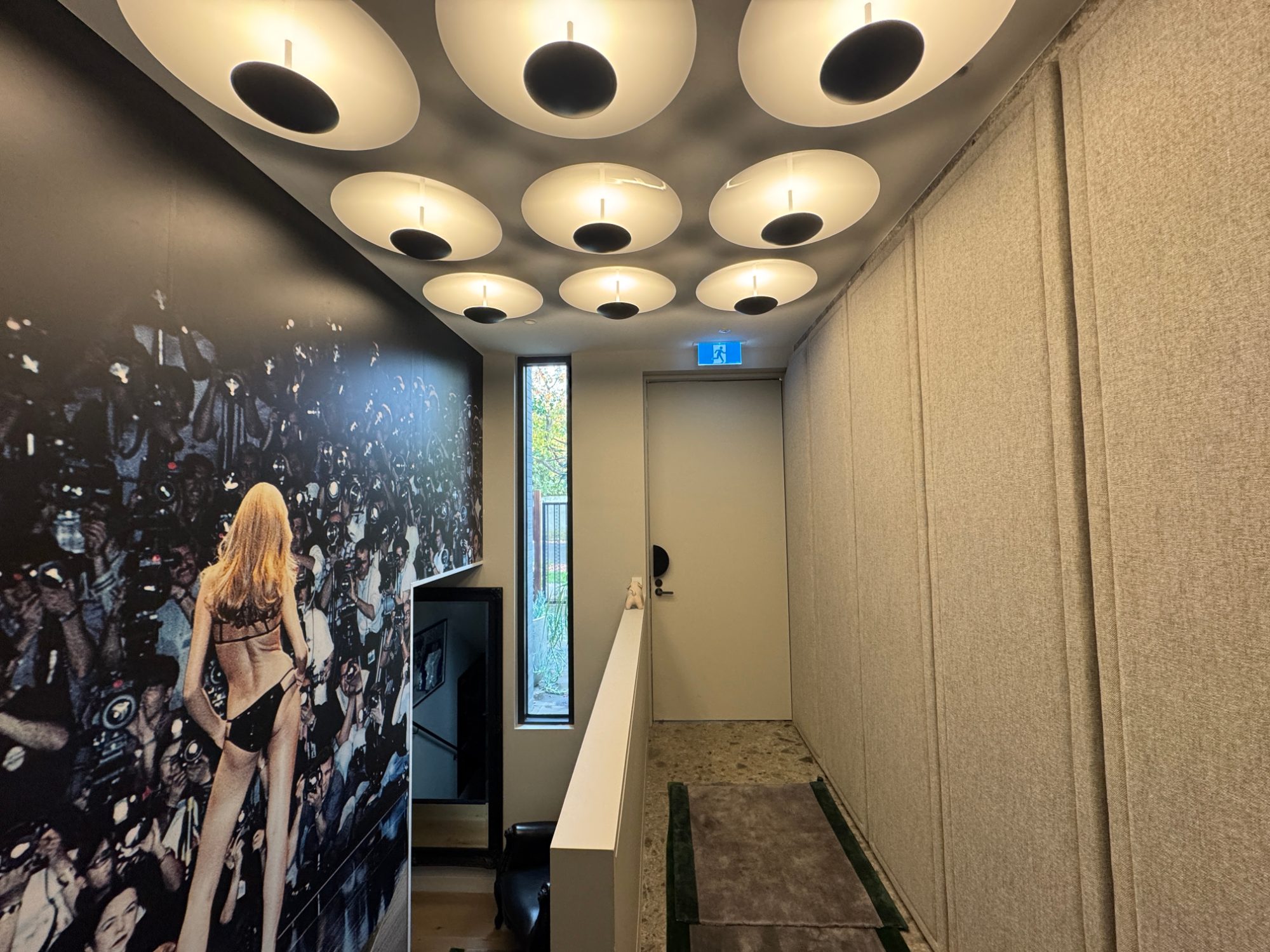 Corridor with disc lighting