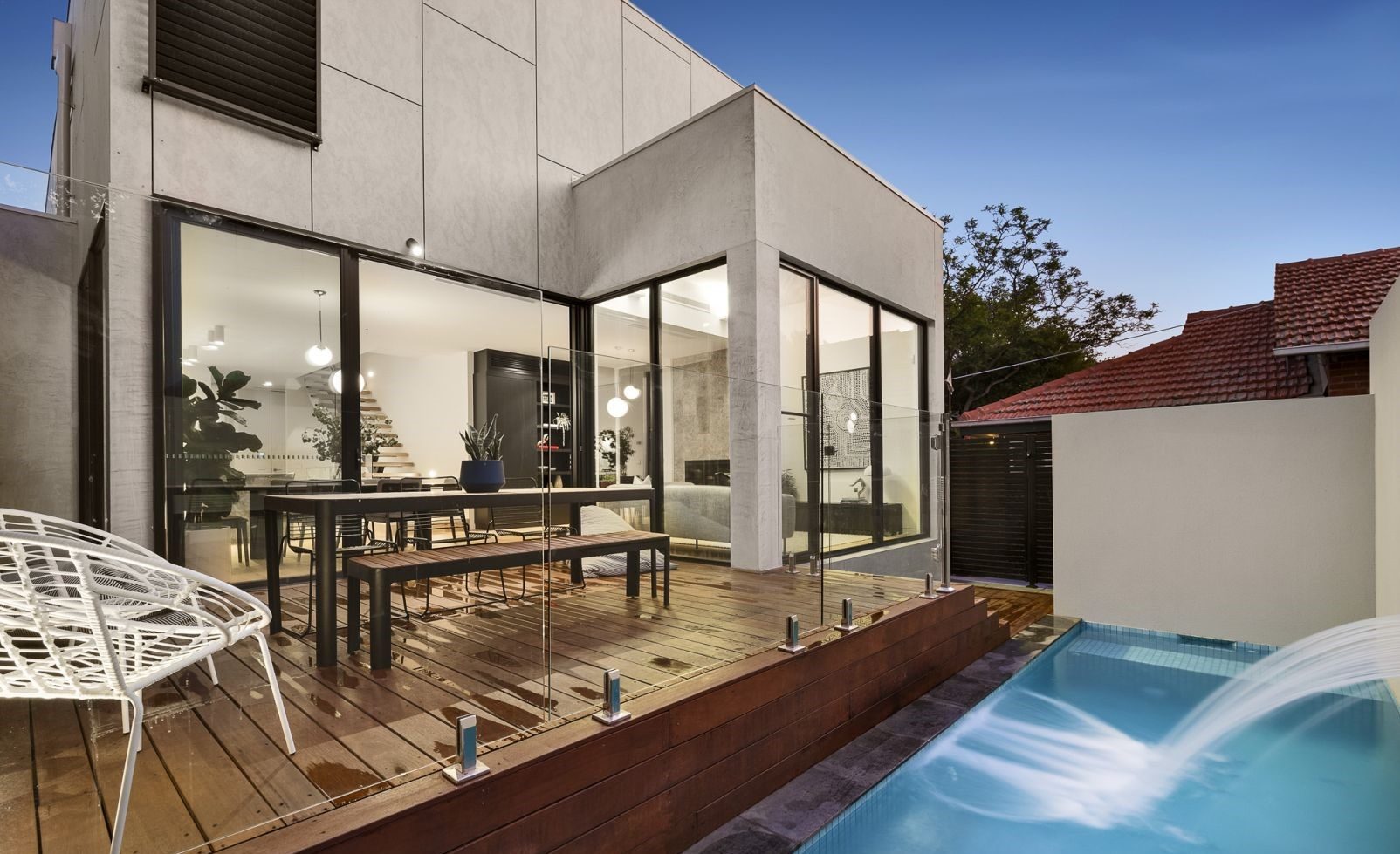 Rear terrace and pool