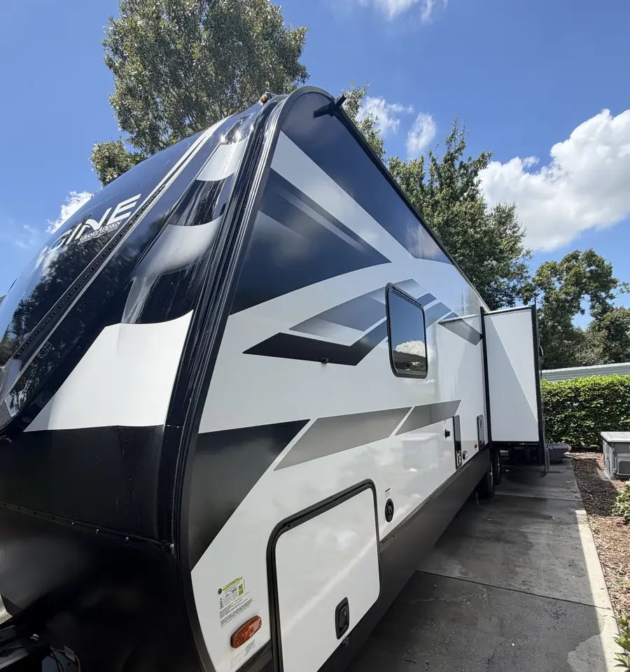 Travel trailer exterior after a mobile wash and protection detail near Orlando, FL