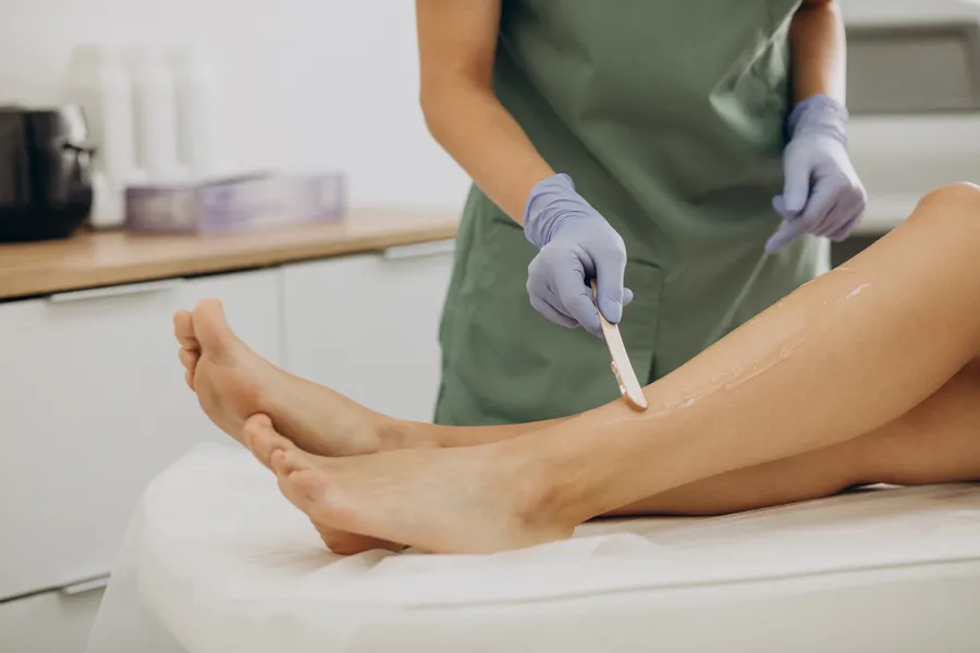 Leg waxing treatment