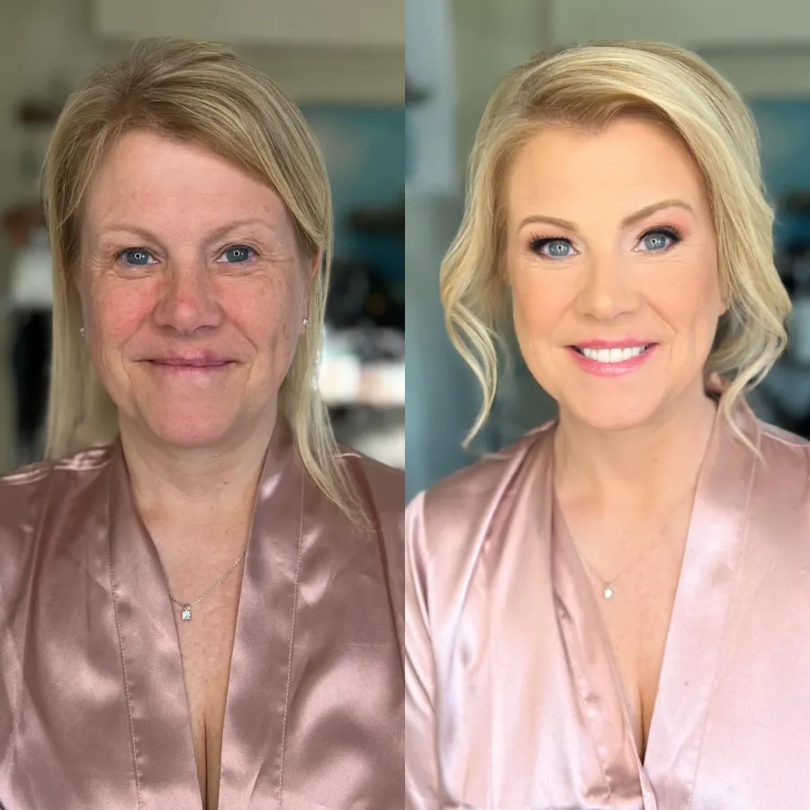Before and after: mother of the groom makeup and hair on mature skin