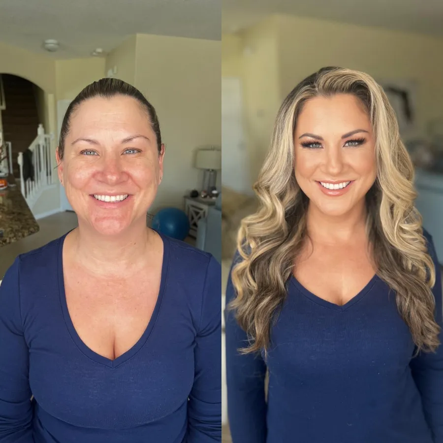 Airbrush bridal makeup before and after, natural glam, Tampa Bay