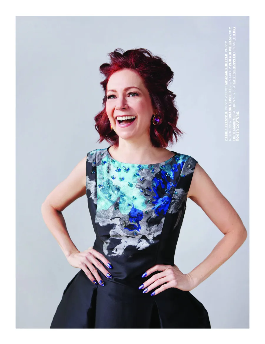 BlackBook, Carrie Preston, &ldquo;The Star That Pops in Bright Crimson&rdquo;. Hair and makeup by City Lights Beauty Agency