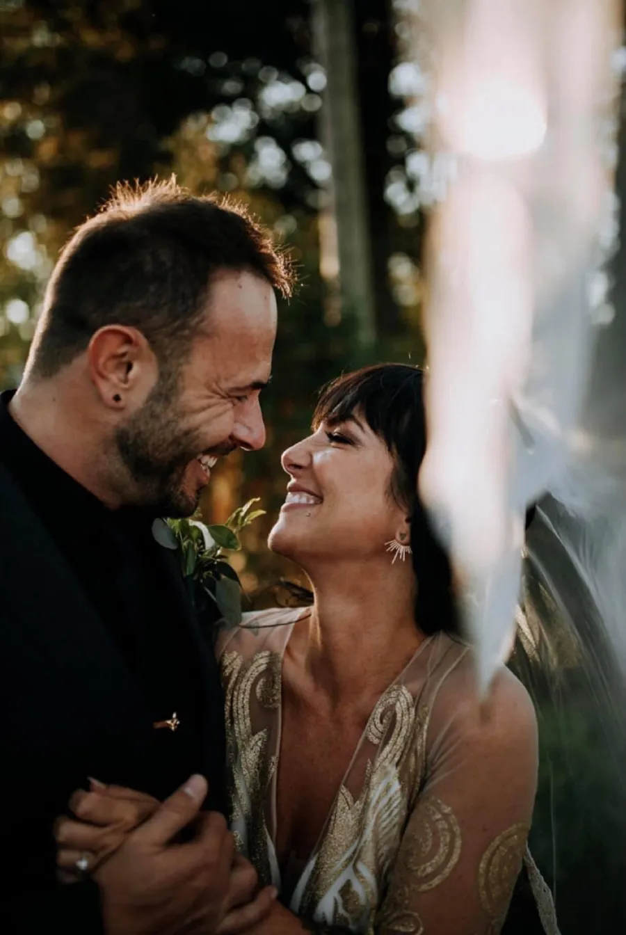 Wedding couple with bridal hair and makeup by City Lights Beauty Agency