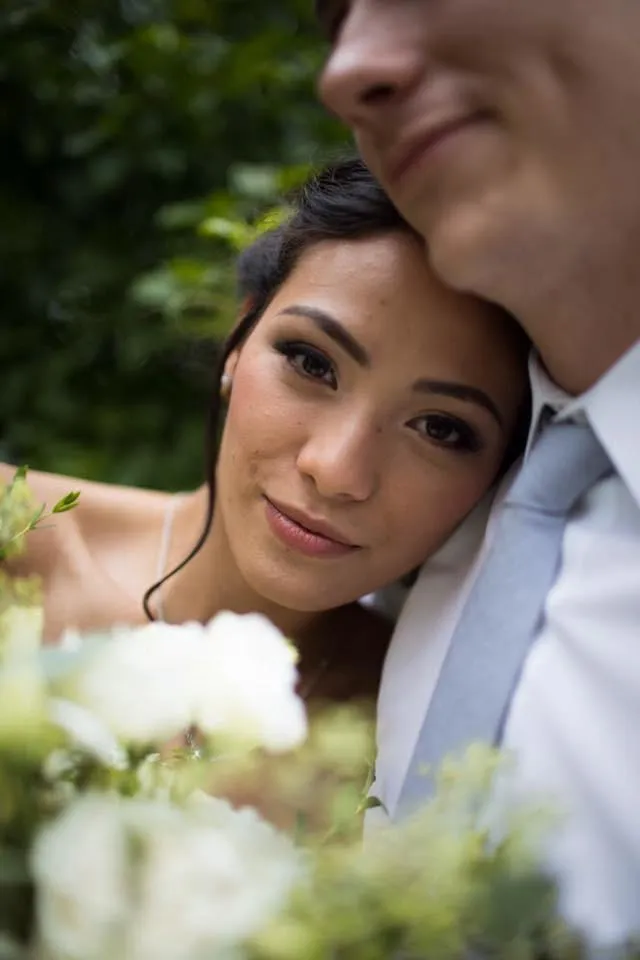 Wedding couple with bridal hair and makeup by City Lights Beauty Agency