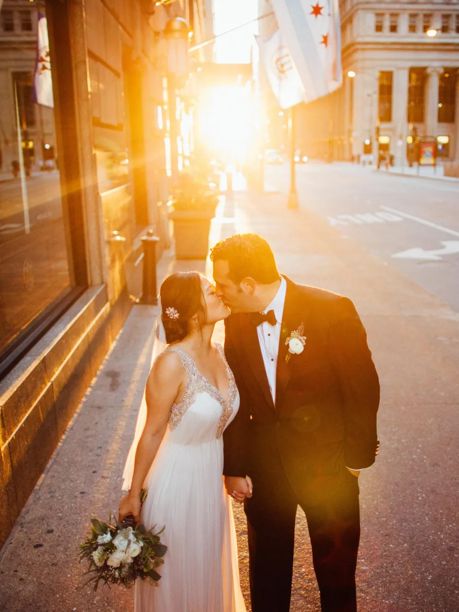 Wedding couple with bridal hair and makeup by City Lights Beauty Agency