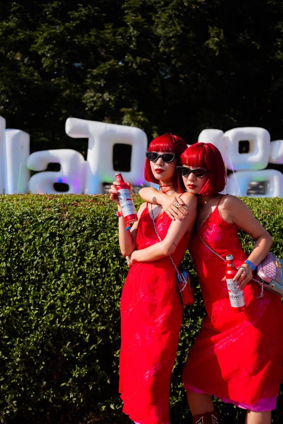 Guests getting hair and makeup at the Budweiser VIP glam lounge at Lollapalooza Chicago, vip glam lounge and festival floor, chicago