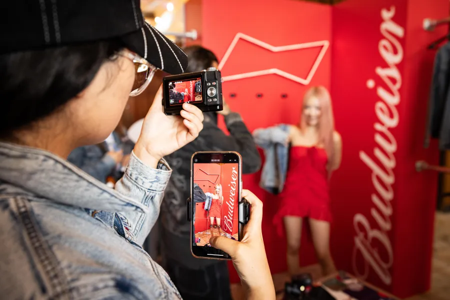 Guests getting hair and makeup at the Budweiser VIP glam lounge at Lollapalooza Chicago, vip glam lounge and festival floor, chicago