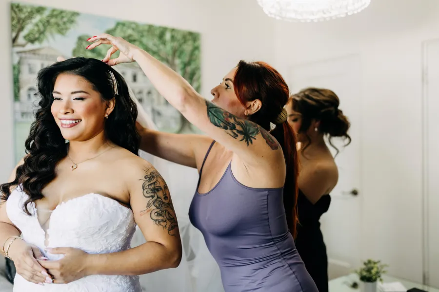 Bride with wedding hair and makeup by City Lights Beauty Agency