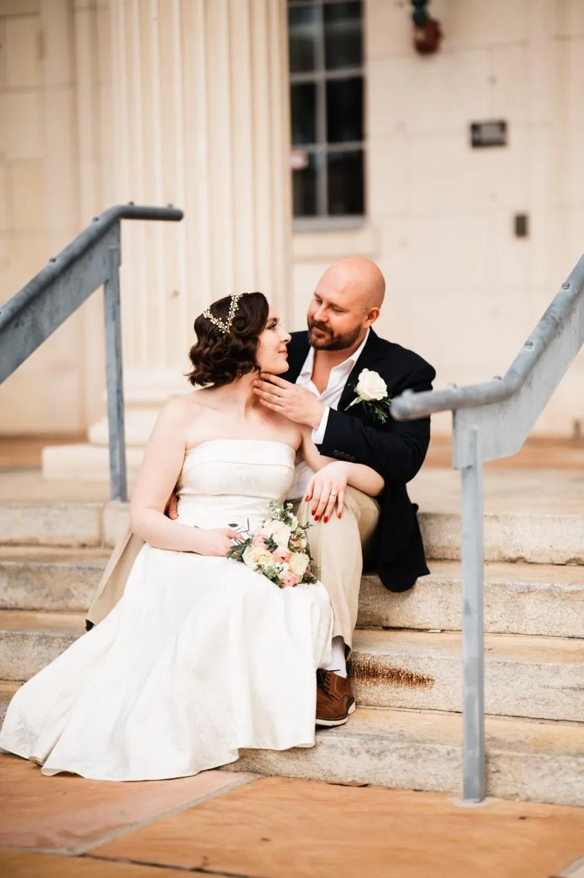 Wedding couple with bridal hair and makeup by City Lights Beauty Agency