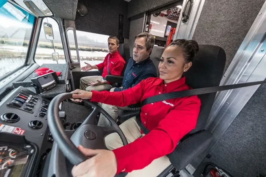 Snap-on commercial still photographed in the truck cab
