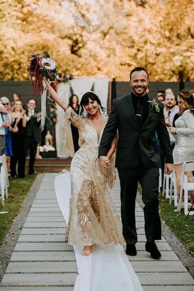 Wedding couple with bridal hair and makeup by City Lights Beauty Agency