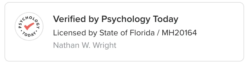 Verified by Psychology Today — Licensed by State of Florida / MH20164 · Nathan W. Wright