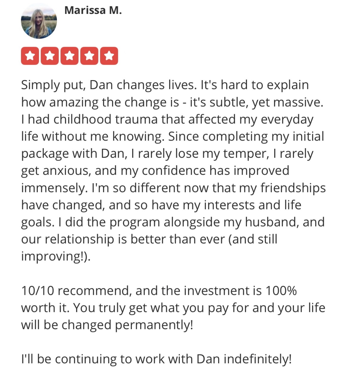 Marissa M.'s full Yelp review