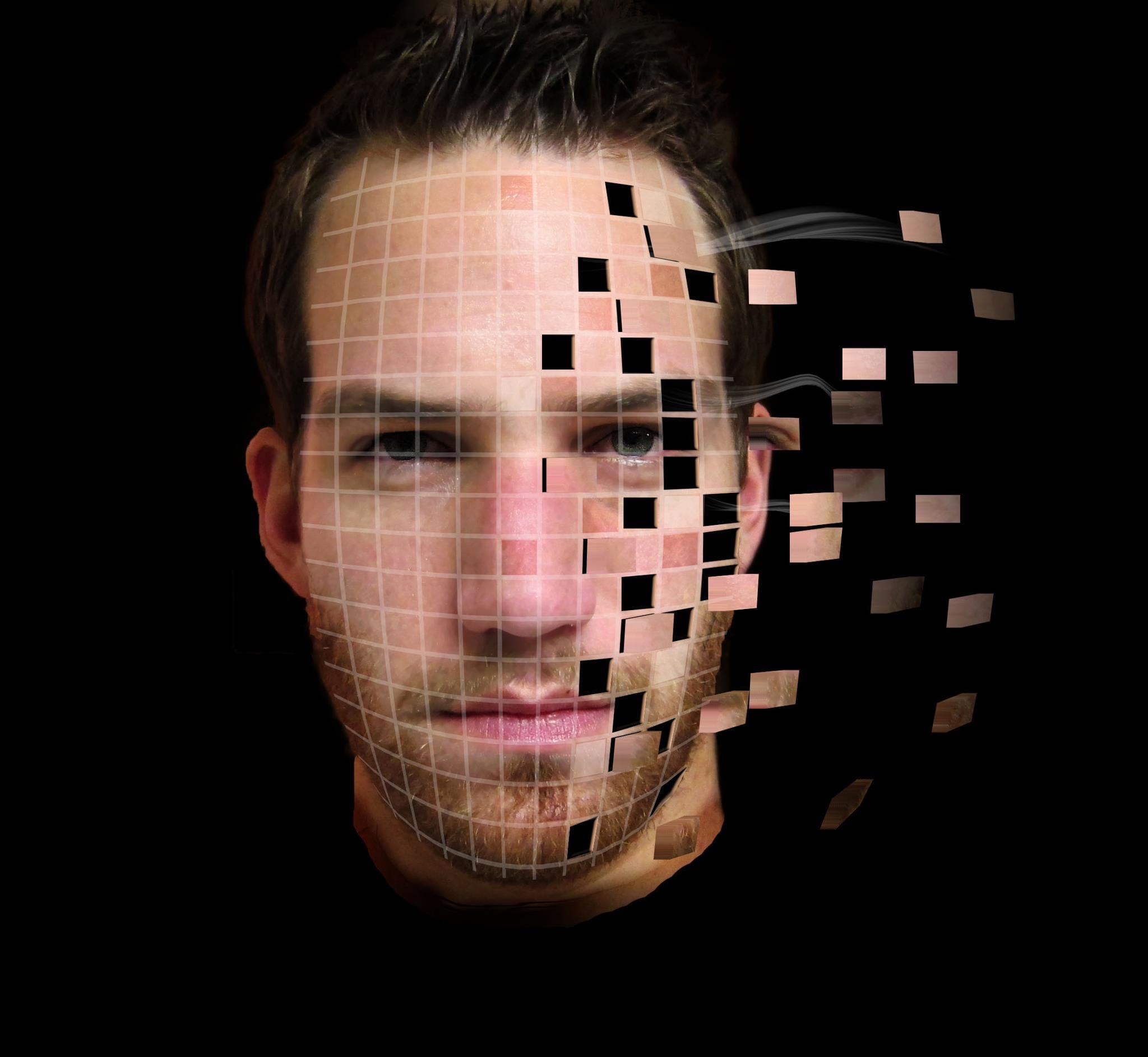 Daniel's face breaking apart into pieces