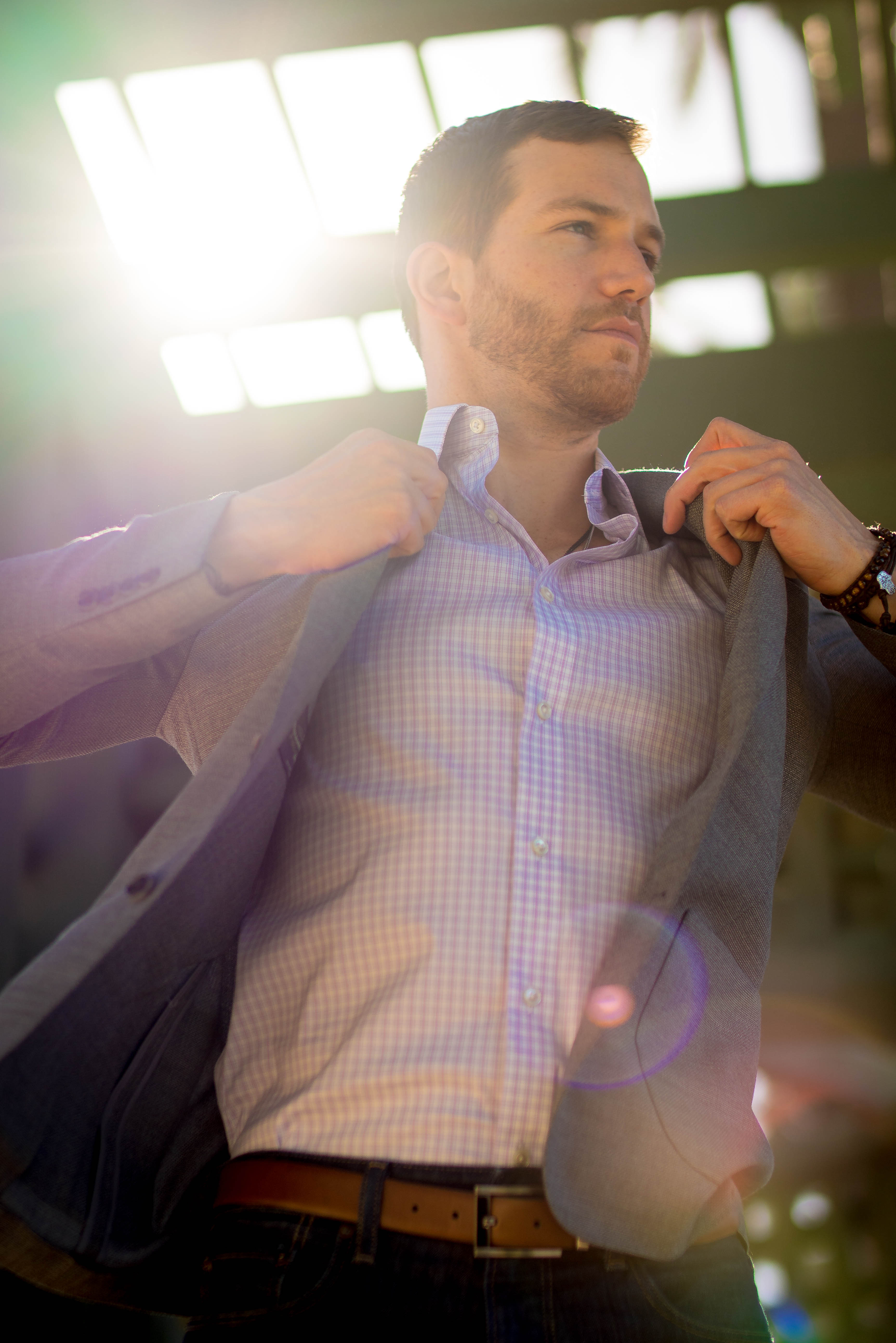Daniel in a suit, in sunlight