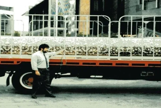 George delivering custom acrylic to Crown Casino in the 1990s