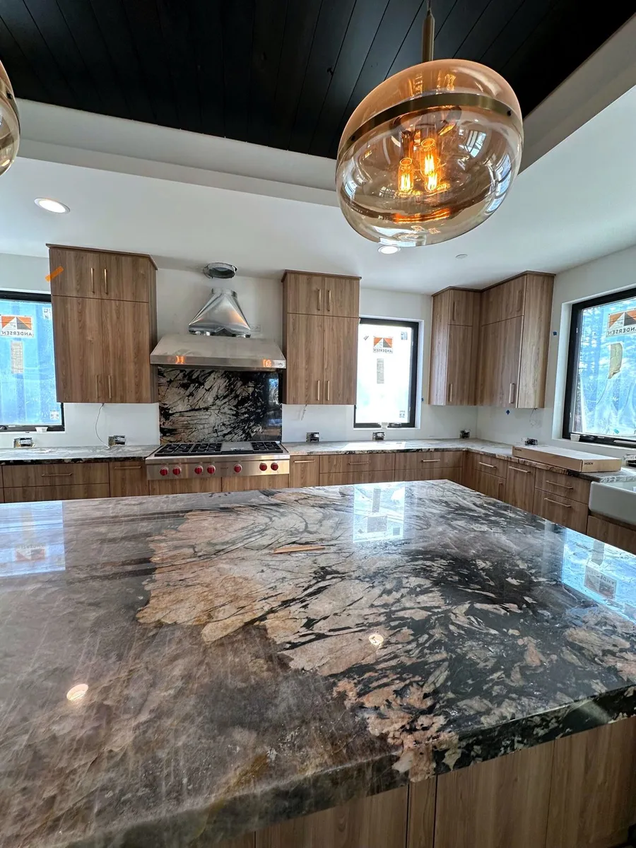 Custom home kitchen with painted walls and ceiling
