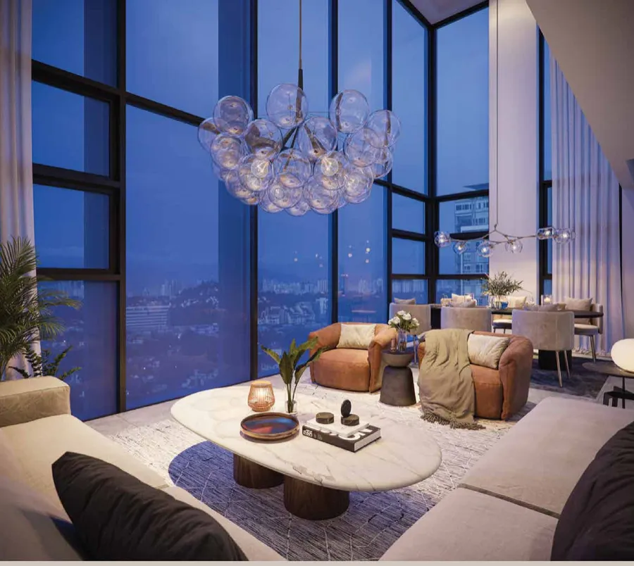 Double-height duplex living room, 111 Menerung, artist's impression