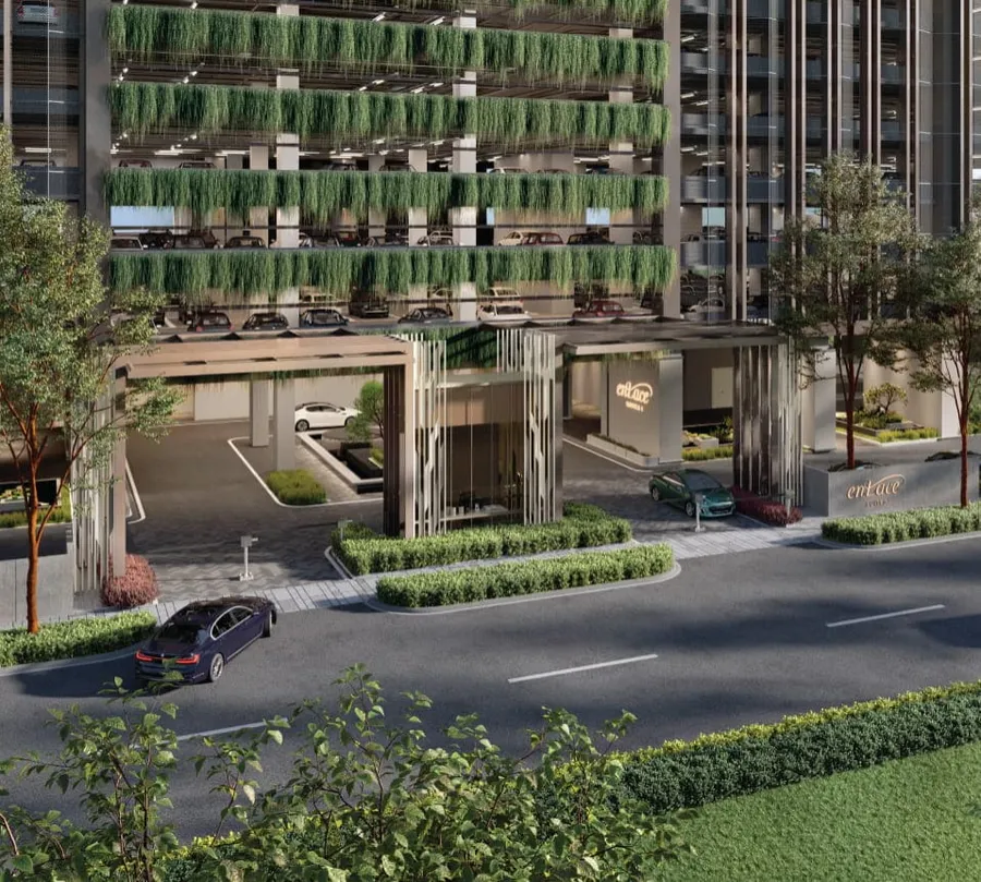 Drop-off under the planted car park, Enlace Suites 2, artist's impression