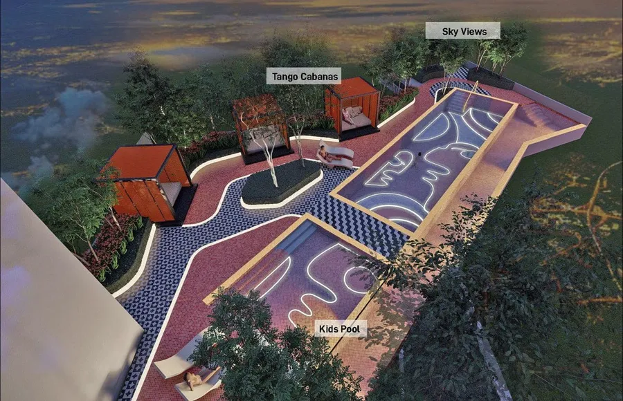 Aqua Sonata pools, kids' pool and cabanas, Centrix The Station, artist's impression