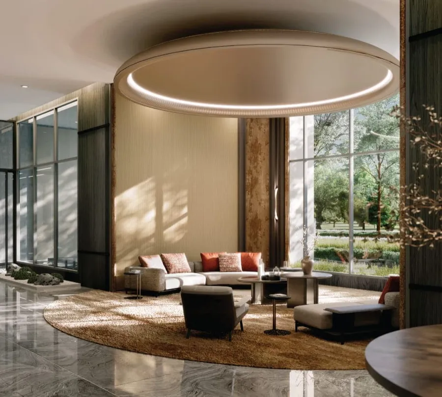Residents' lounge facing the gardens, Enlace Suites 2, artist's impression