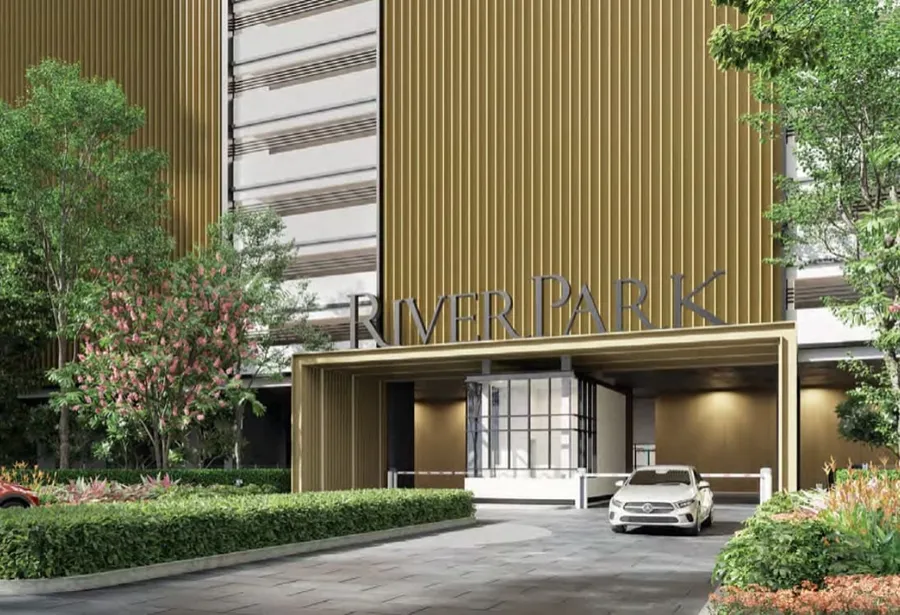 Entrance forecourt and lobby, River Park, artist's impression