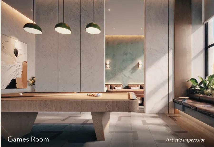 Games room on Level 43, Parkside Residences, artist's impression