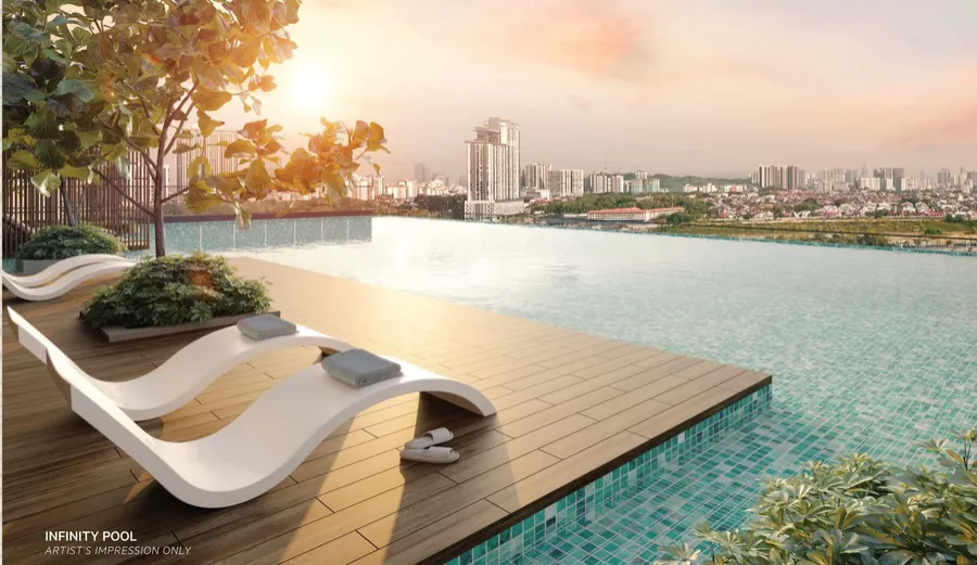 Infinity pool on the Level 5 deck, OAKA Residences, artist's impression