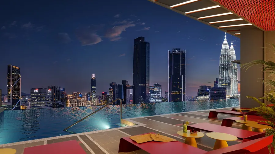The sky pool at night, Phoeniz Suites, artist's impression