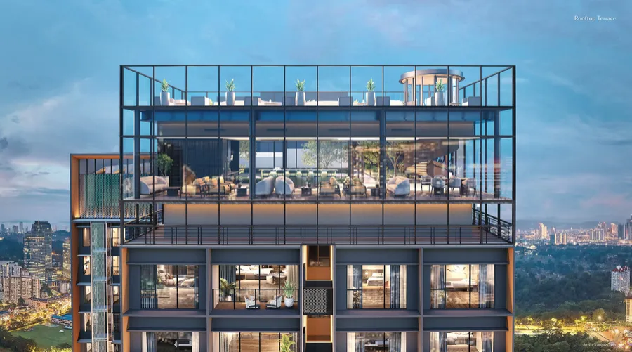 The sky deck on Levels 61 and 62 at dusk, Parkside Residences, artist's impression