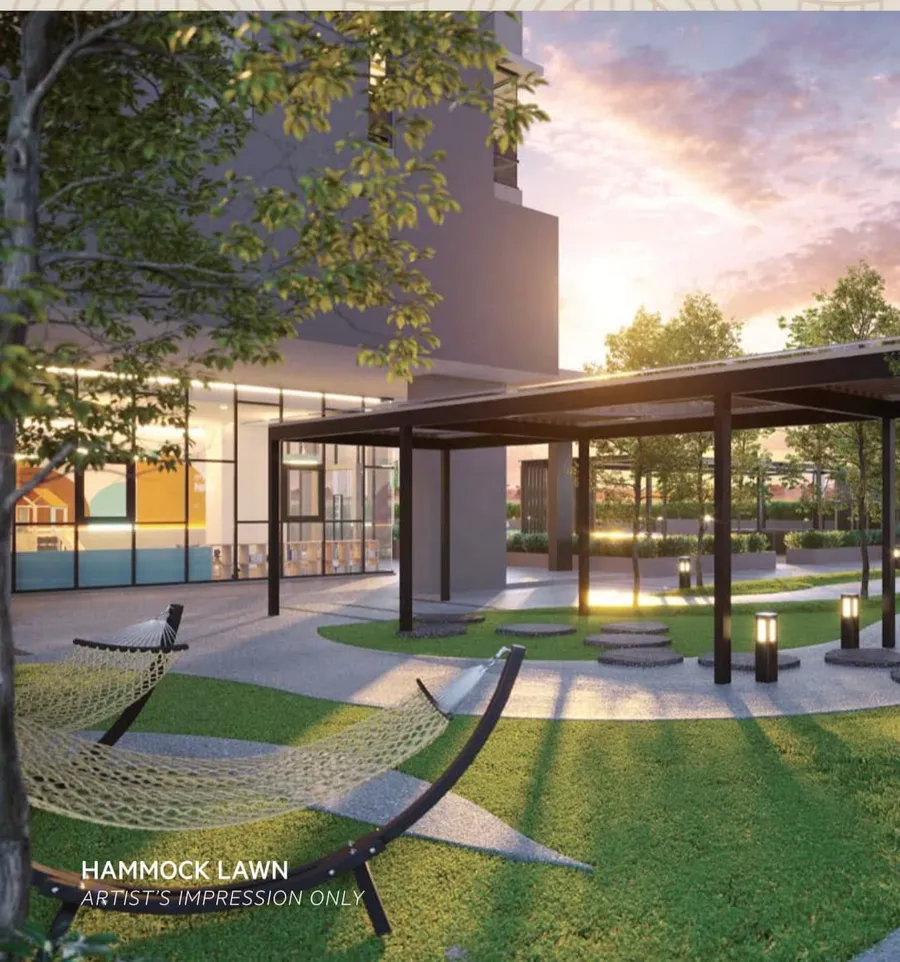 Hammock lawn beside the pavilion, OAKA Residences, artist's impression