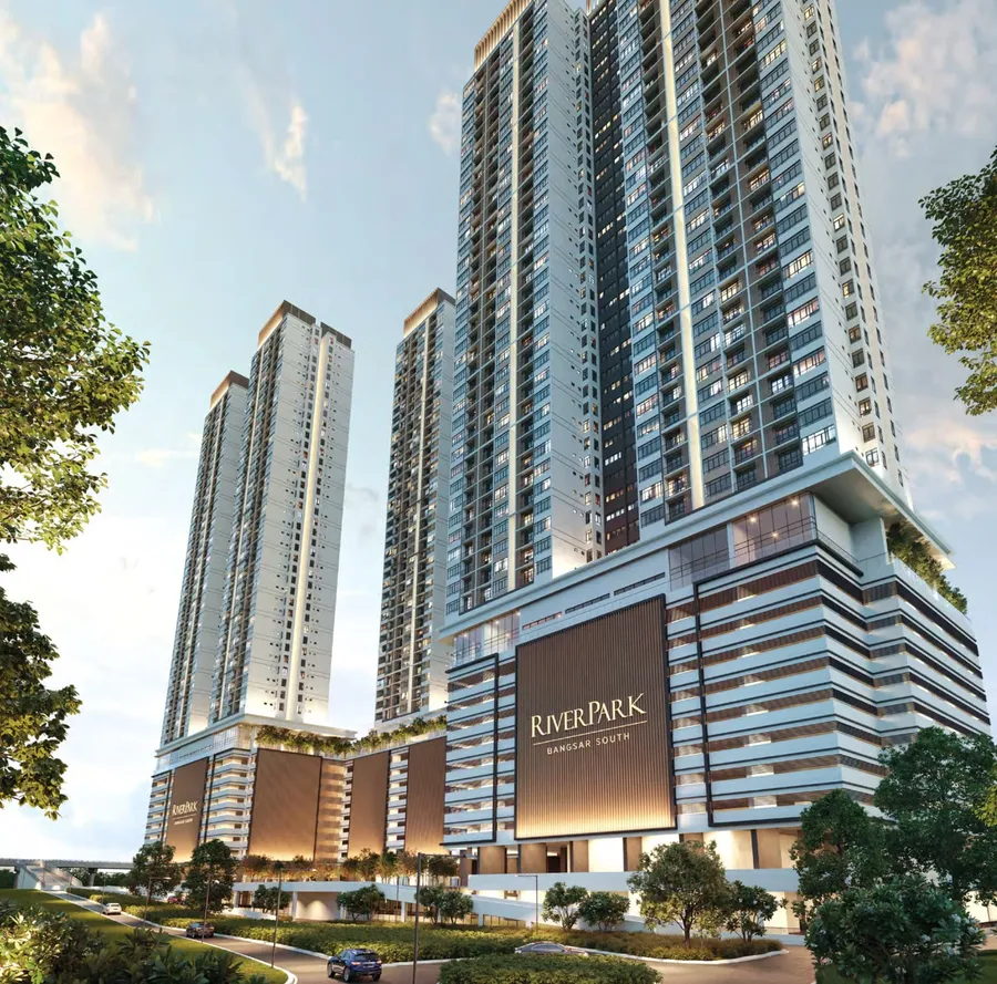 The three towers over the podium, River Park, artist's impression