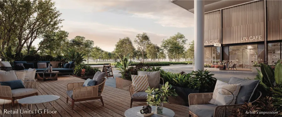 Ground-floor shops facing the park, Parkside Residences, artist's impression