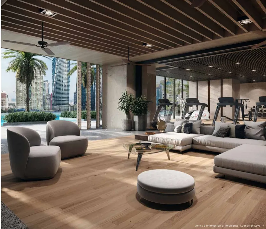 Tower 2 residents' lounge beside the gym, Oxley Towers, artist's impression