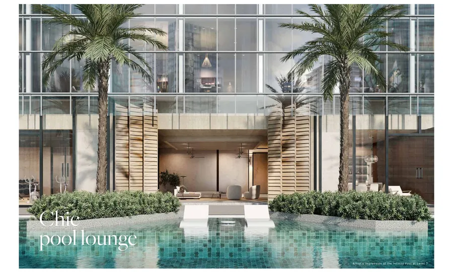 Tower 2 infinity pool and shaded lounge, Oxley Towers, artist's impression