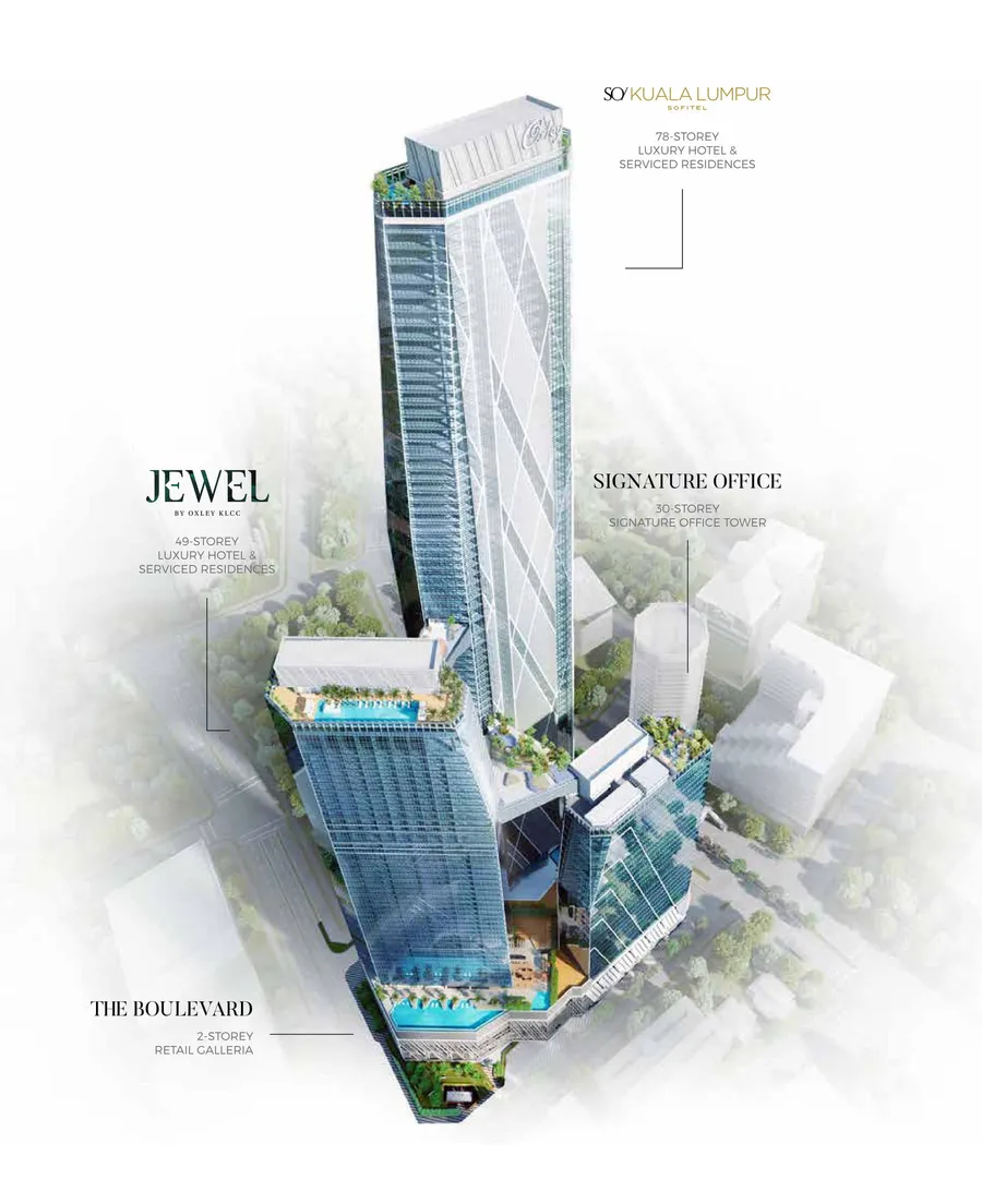 The four parts of the development, Oxley Towers, artist's impression
