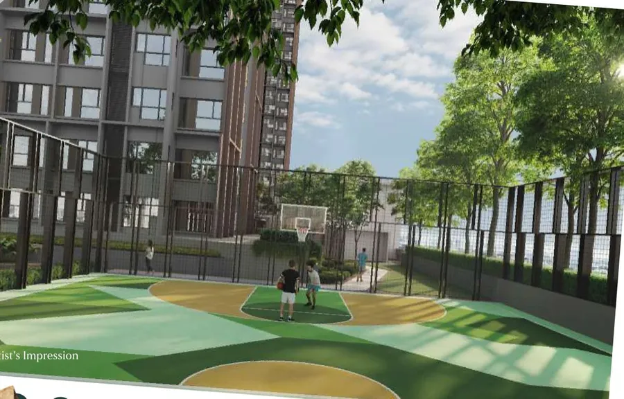 Half-court on the Level 8 deck, The Queenswoodz, artist's impression