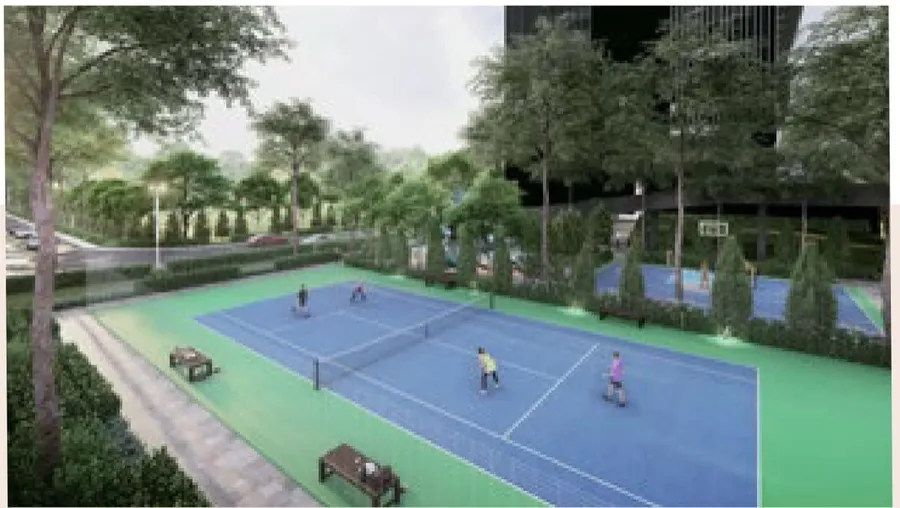 Tennis court on the LG5 deck, The Atas, artist's impression