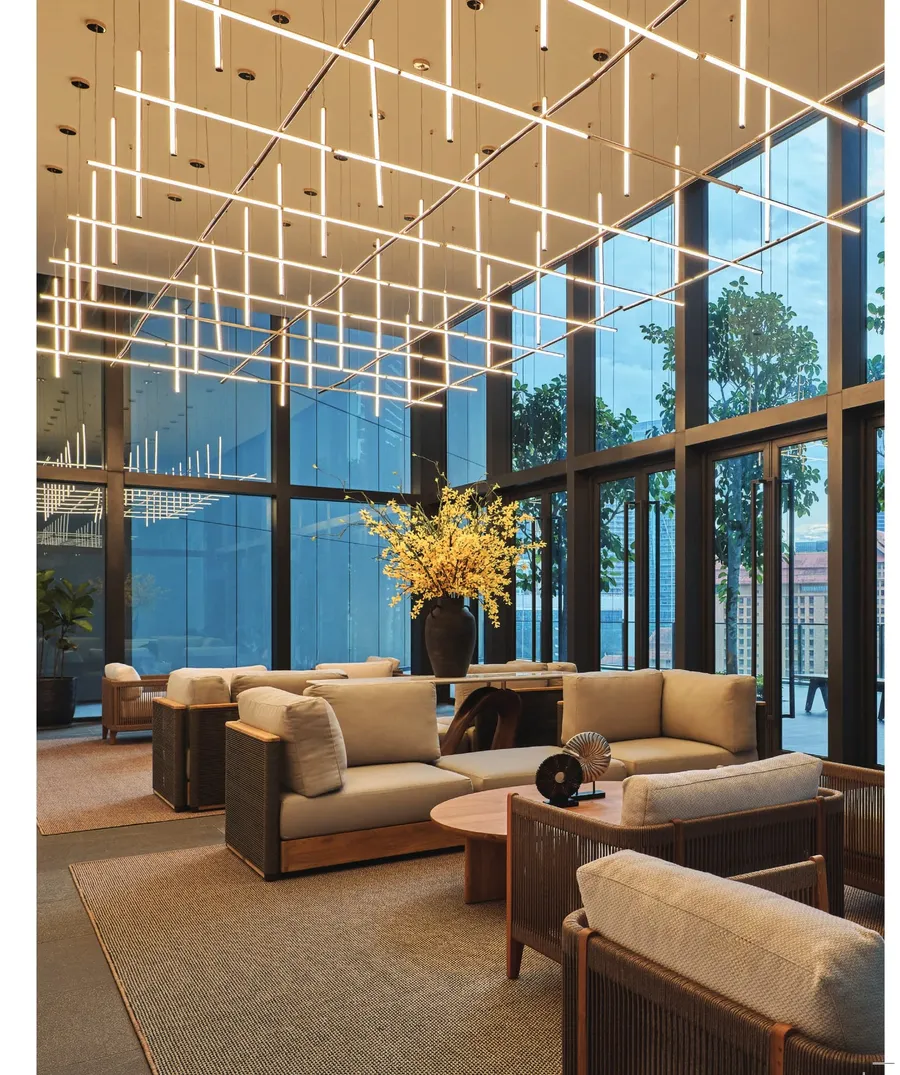 Glass-walled lounge with city views, The Conlay, artist's impression