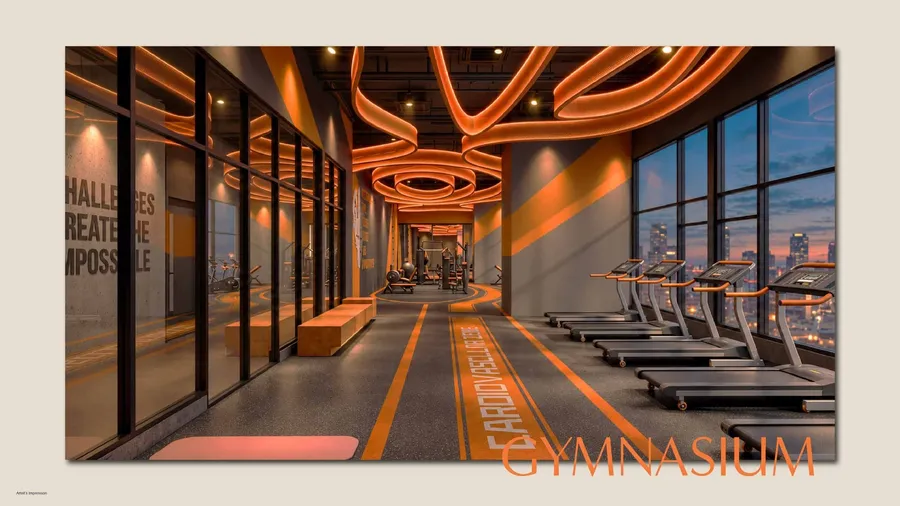 Running track beside the cardio row, MABA Suitez, artist's impression