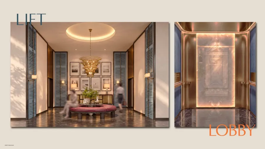 Lift lobby on the residential floors, MABA Suitez, artist's impression