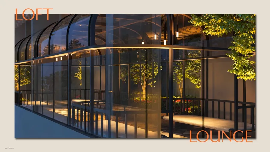 Loft lounge under a glazed roof, MABA Suitez, artist's impression