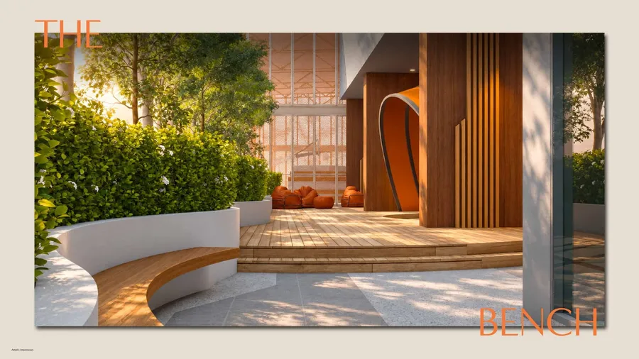 The Bench, beside the court, MABA Suitez, artist's impression